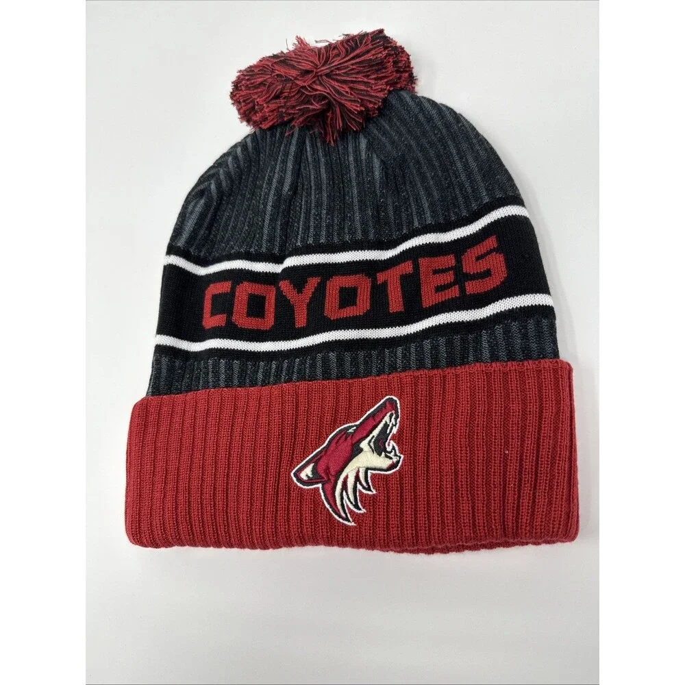 Arizona Coyotes Fanatics Pro Cuffed‎ Knit Hat Black with Pom Locker Room NWT